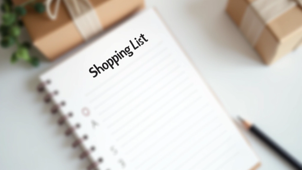 Handwritten shopping list with pen and notebook on minimalist white surface with soft morning light