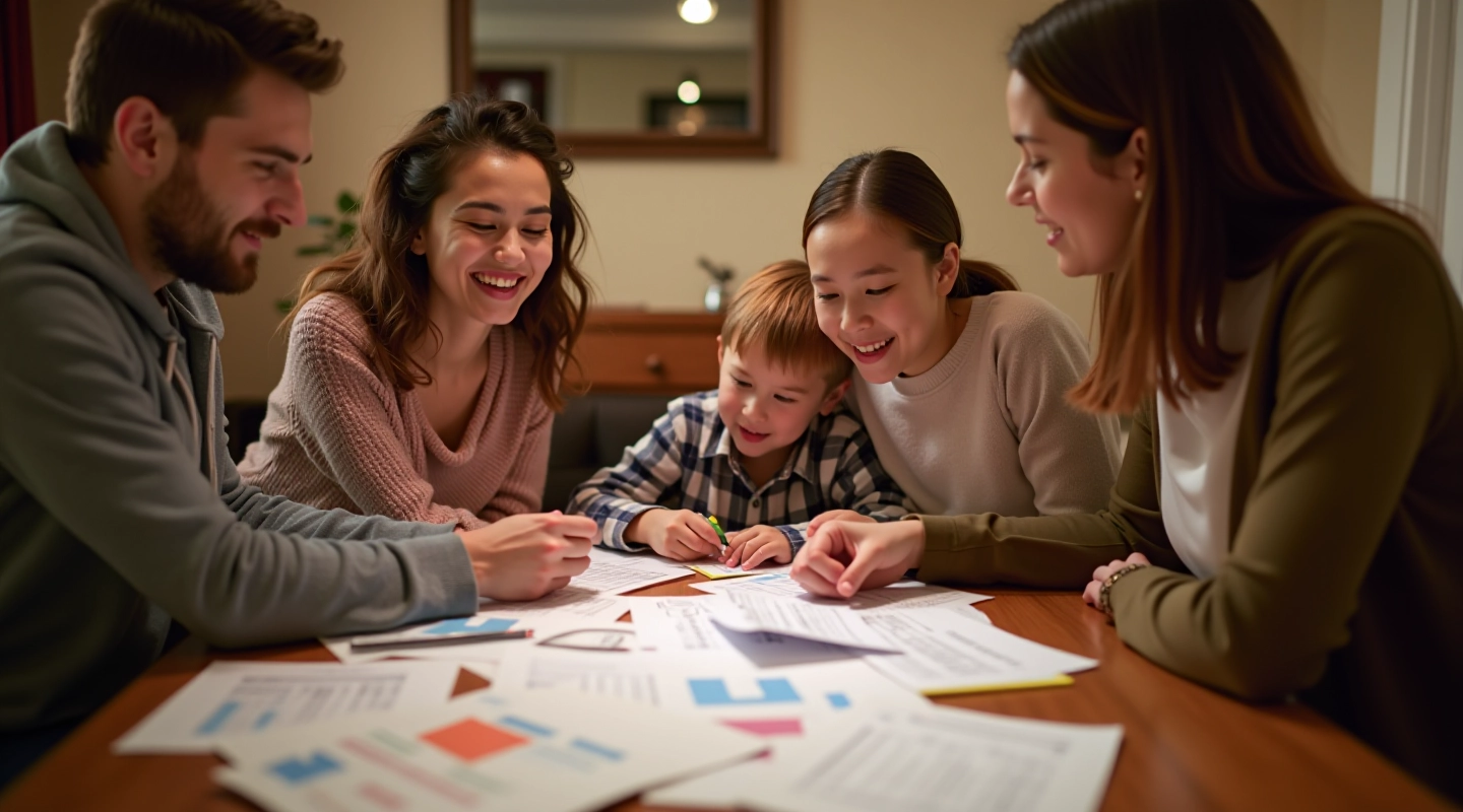 Family planning holiday budget together at home