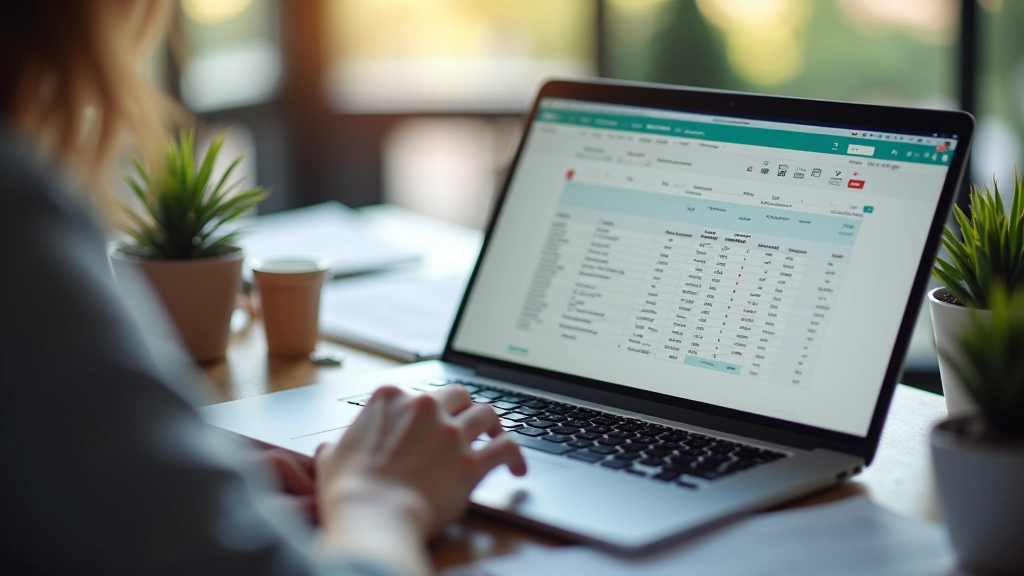 Laptop screen showing holiday budget spreadsheet with categories, amounts, and visual charts